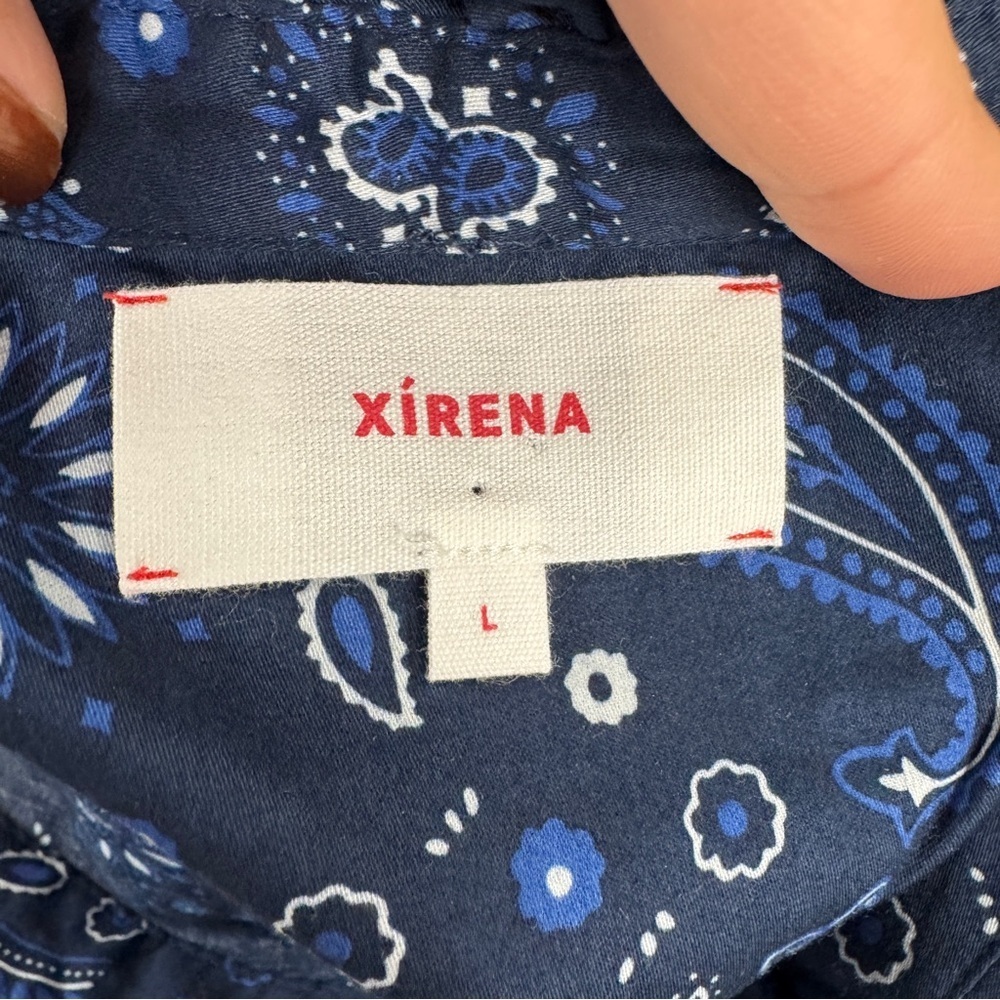 Xirena Blue Paisley Elbow Length Blouse Top - Picture 3 of 10